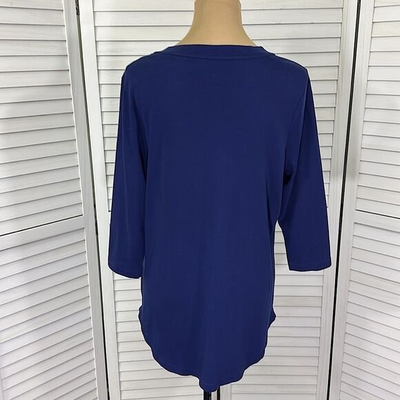 Isaac Mizrahi Navy Blue Tee Large Pima Cotton - Picture 7 of 12